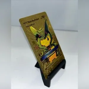Pokemon Toys Pikachu Mega Rayquaza Cosplay Metal Gold Foil Pokemon 